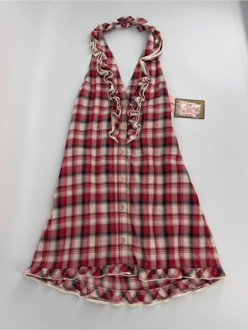 Juicy Couture Beach Royalty Plaid Halter Cover Up Dress NWT Petite P